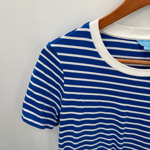 DRAPER JAMES Tie Waist T-Shirt Dress in Blue Nautical Stripe // XS - Picture 7 of 15